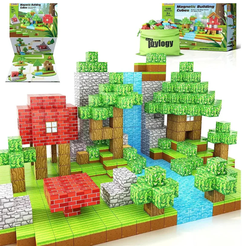 Cubos Magnéticos Minecraft - 100 Piezas