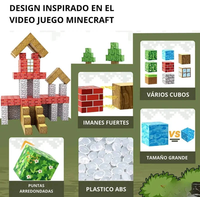 Cubos Magnéticos Minecraft - 100 Piezas