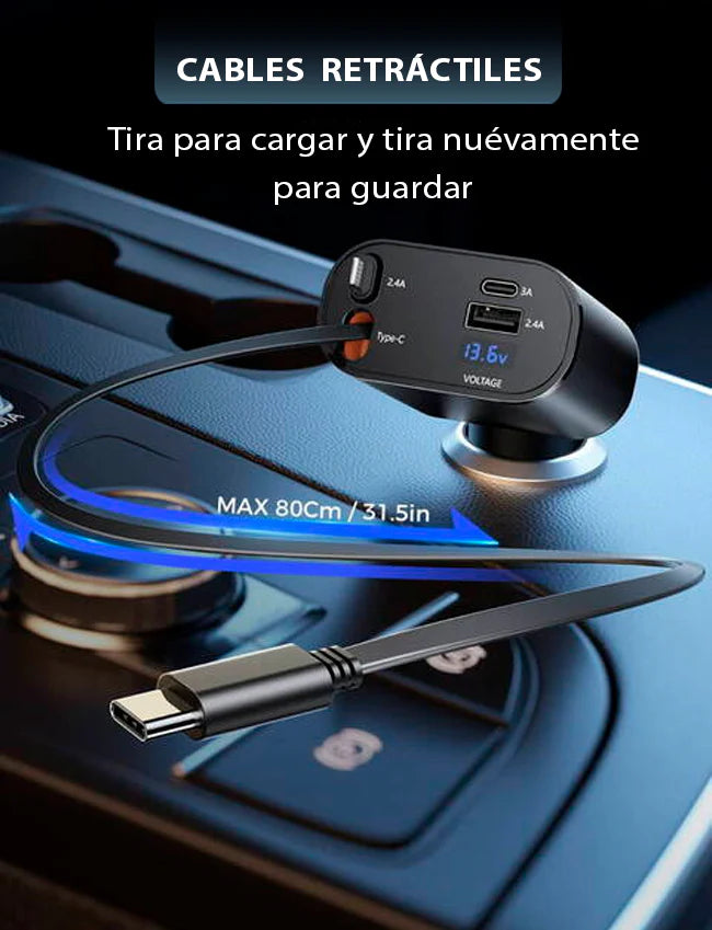 Cargador de carga rápida de 120 W para auto 4 EN 1