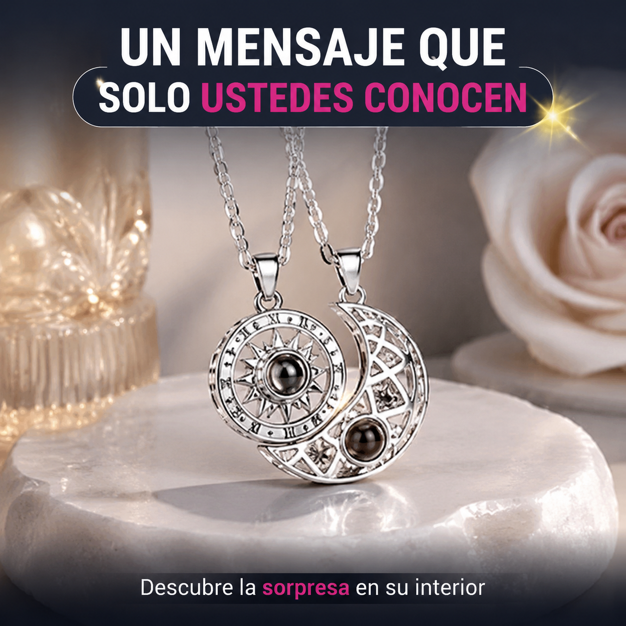 Collar Magnético Sol y Luna con Proyección — Expresa un amor inolvidable