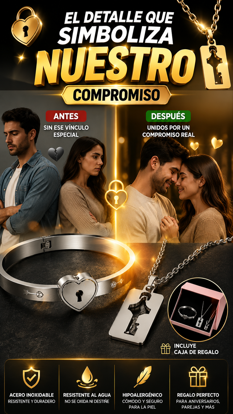 Set de Pulsera y Collar para Parejas — Representa su conexión con un detalle especial