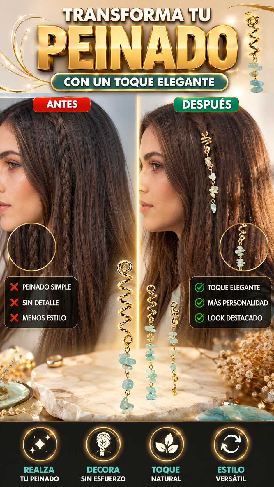 Espiral Decorativa para el Cabello — Realza tus peinados con elegancia