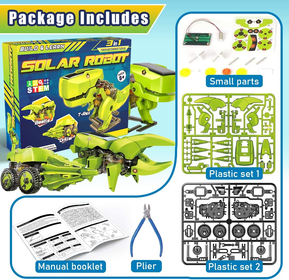Kit de robótica educativa solar. 3 en 1.