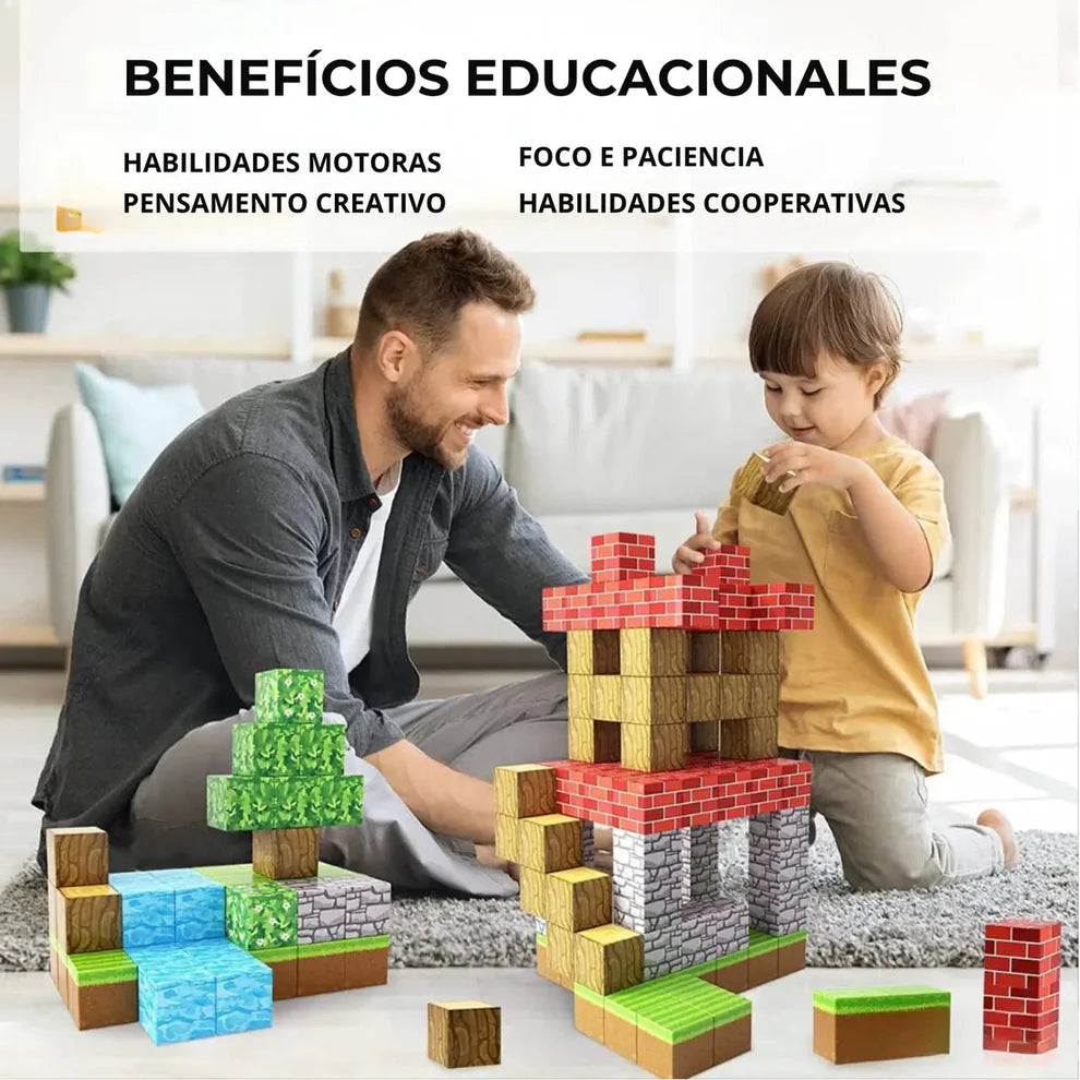Cubos Magnéticos Minecraft - 100 Piezas