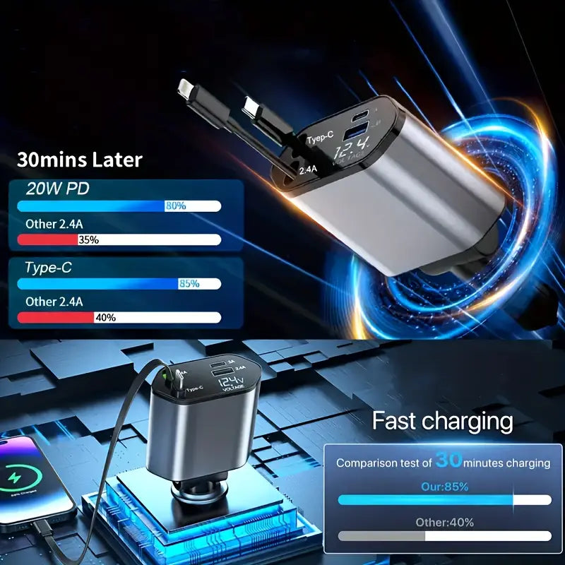 Cargador de carga rápida de 120 W para auto 4 EN 1