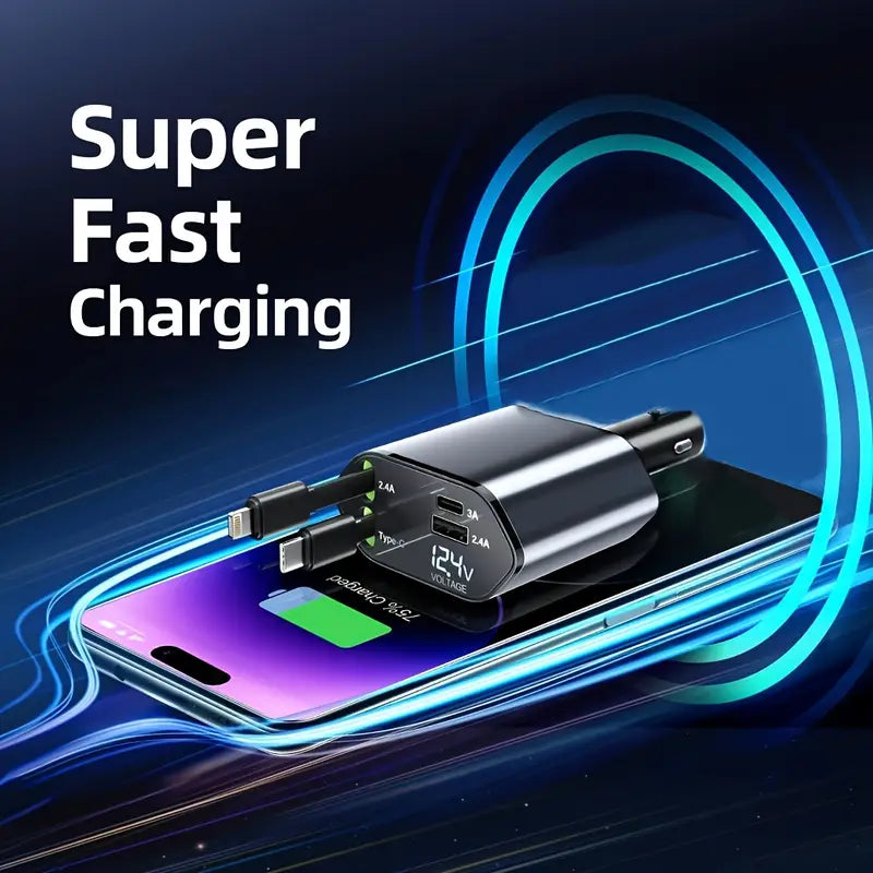 Cargador de carga rápida de 120 W para auto 4 EN 1