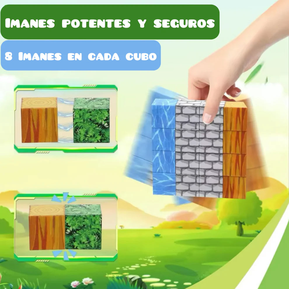Cubos Magnéticos Minecraft - 100 Piezas