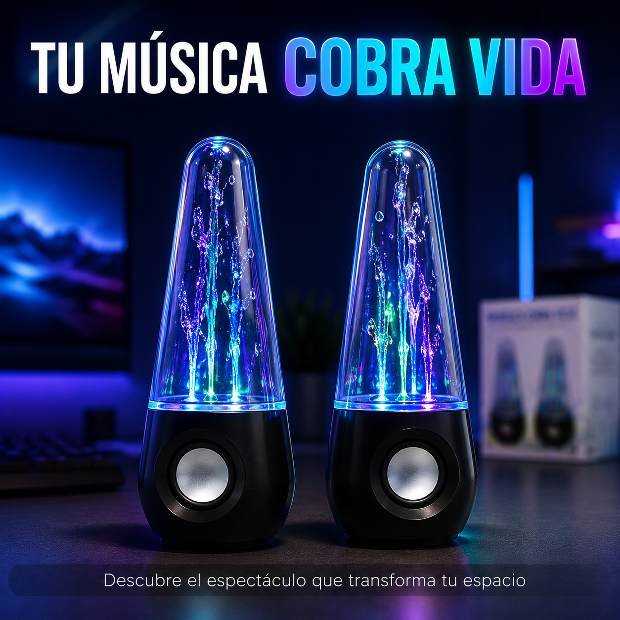 Altavoces Multimedia Estéreo con Agua Rítmica y Luces LED