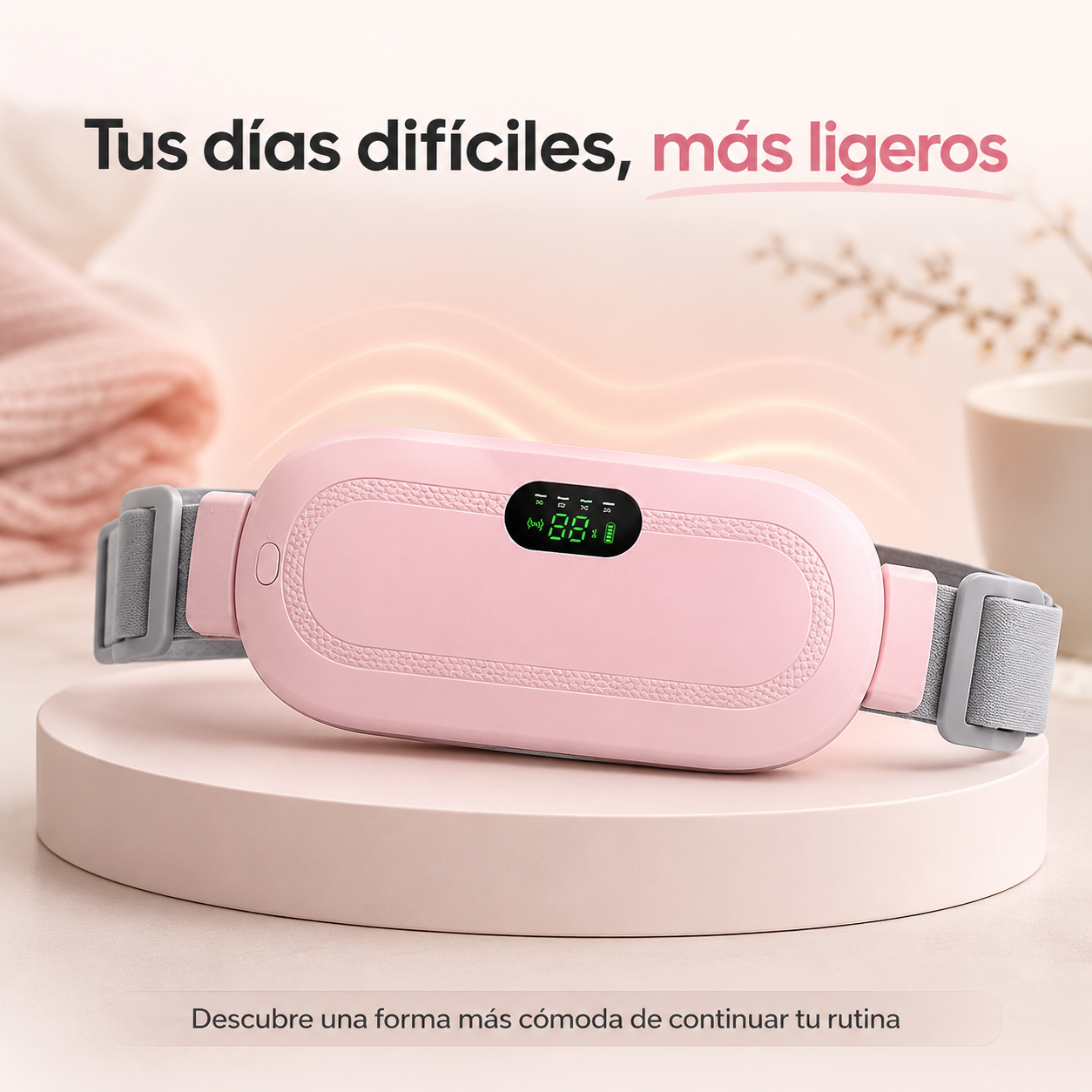 Cinturón Eléctrico Masajeador con Calor Inalámbrico — Mayor comodidad durante tu periodo