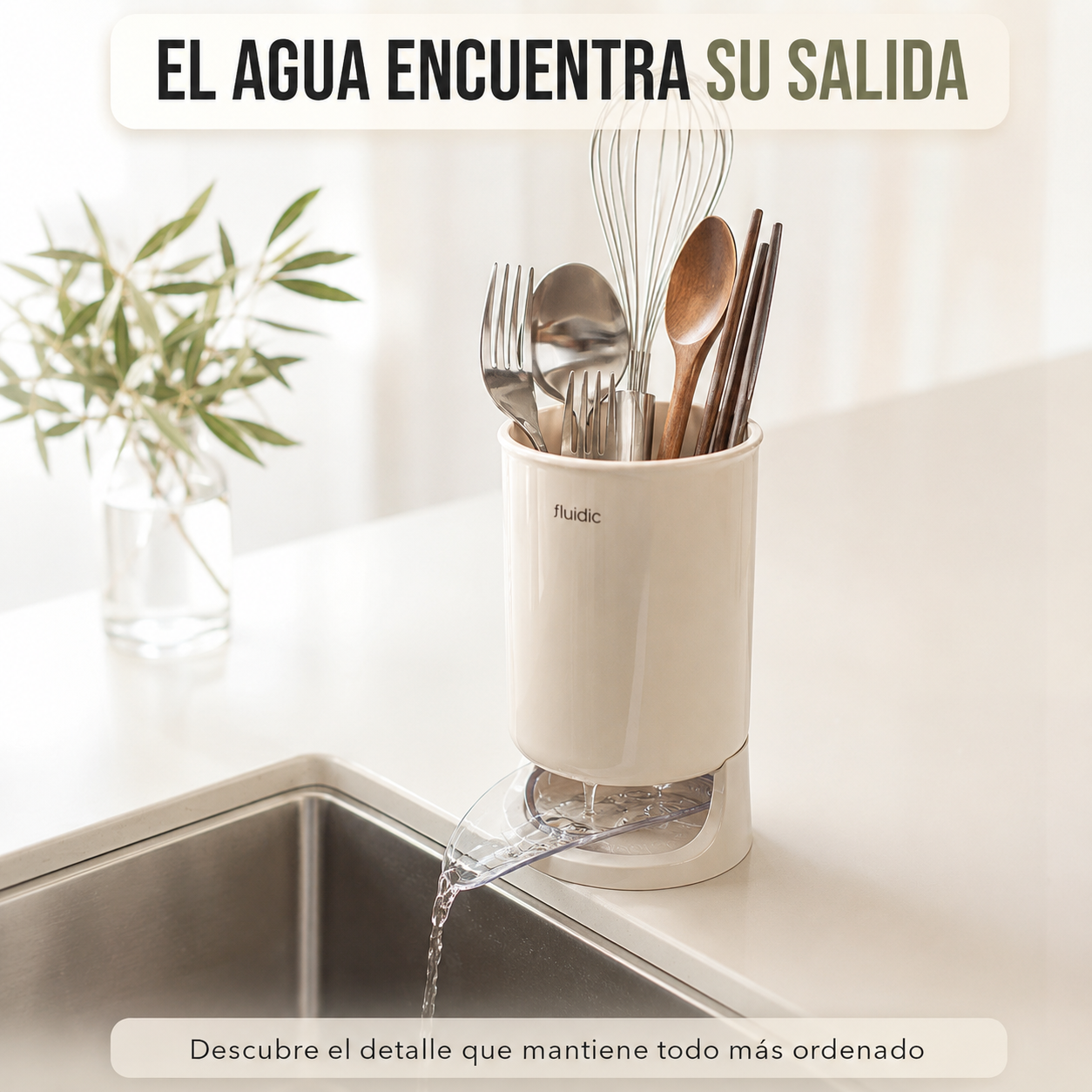 Escurridor de Cubiertos Autodrenante — Mantén tu encimera seca