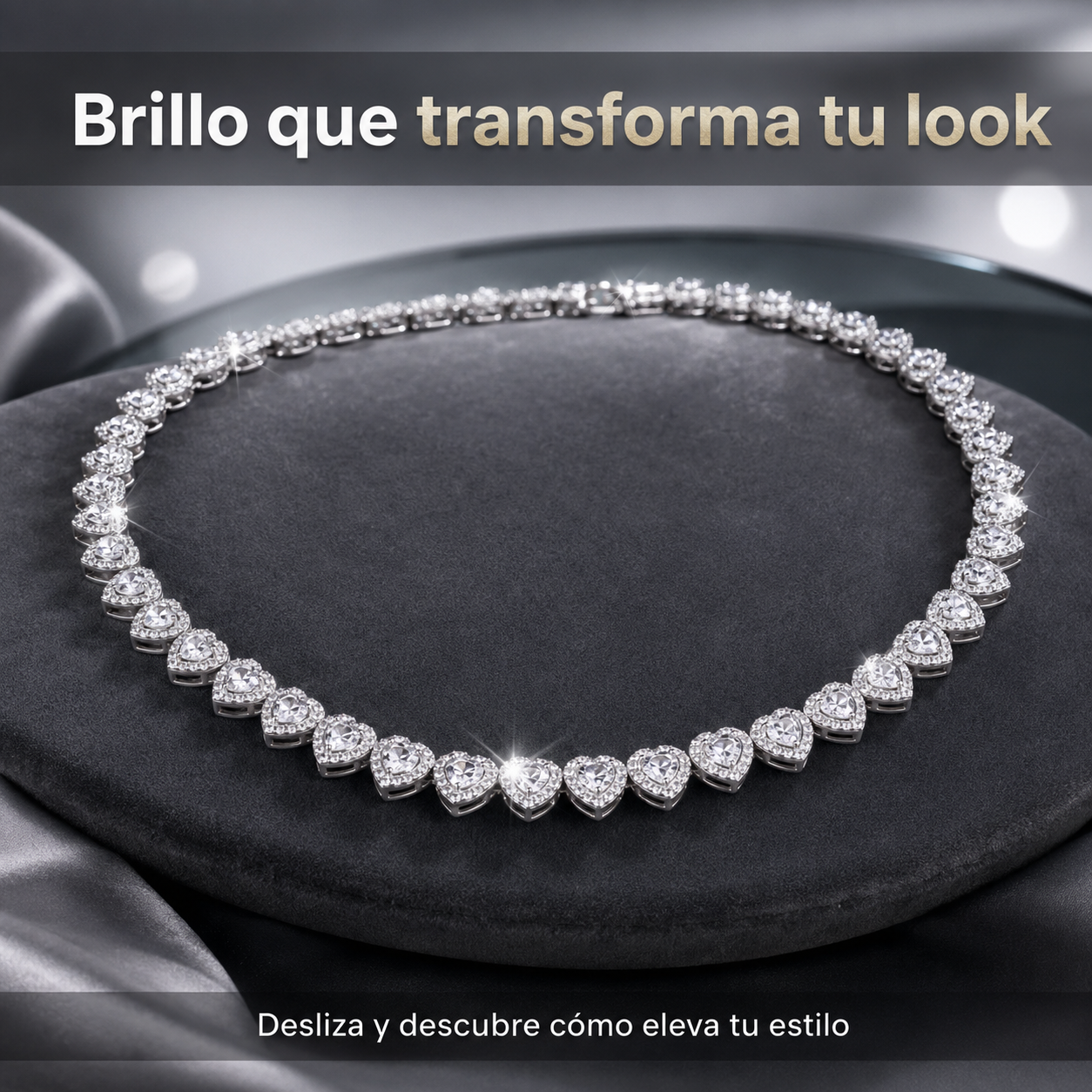 Collar Tennis de 40 Corazones con Circonia — Eleva cualquier look con brillo
