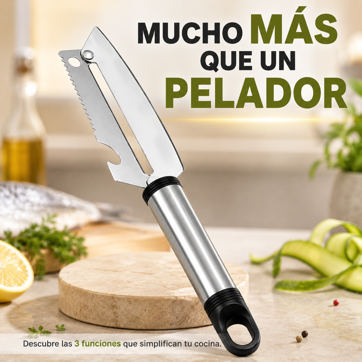 Cuchillo Pelador Multifuncional 3 en 1 — Simplifica tus tareas en la cocina