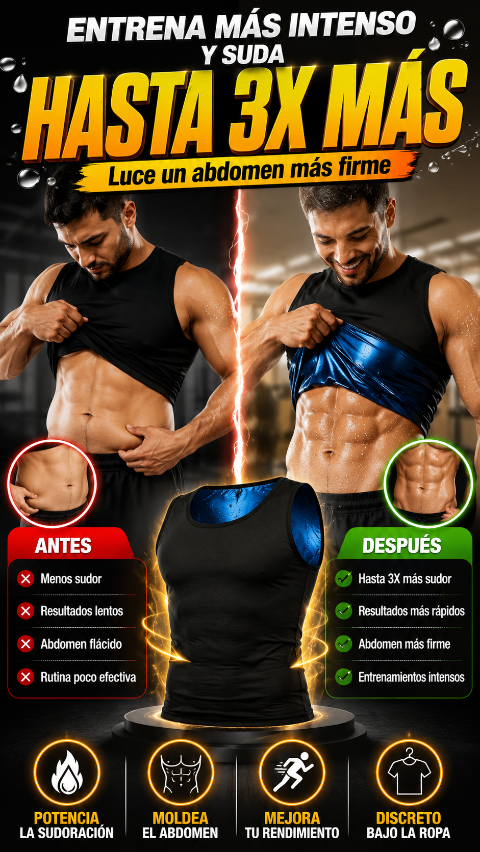 Chaleco Moldeador con Efecto Sauna para Hombre — Potencia la sudoración y estiliza