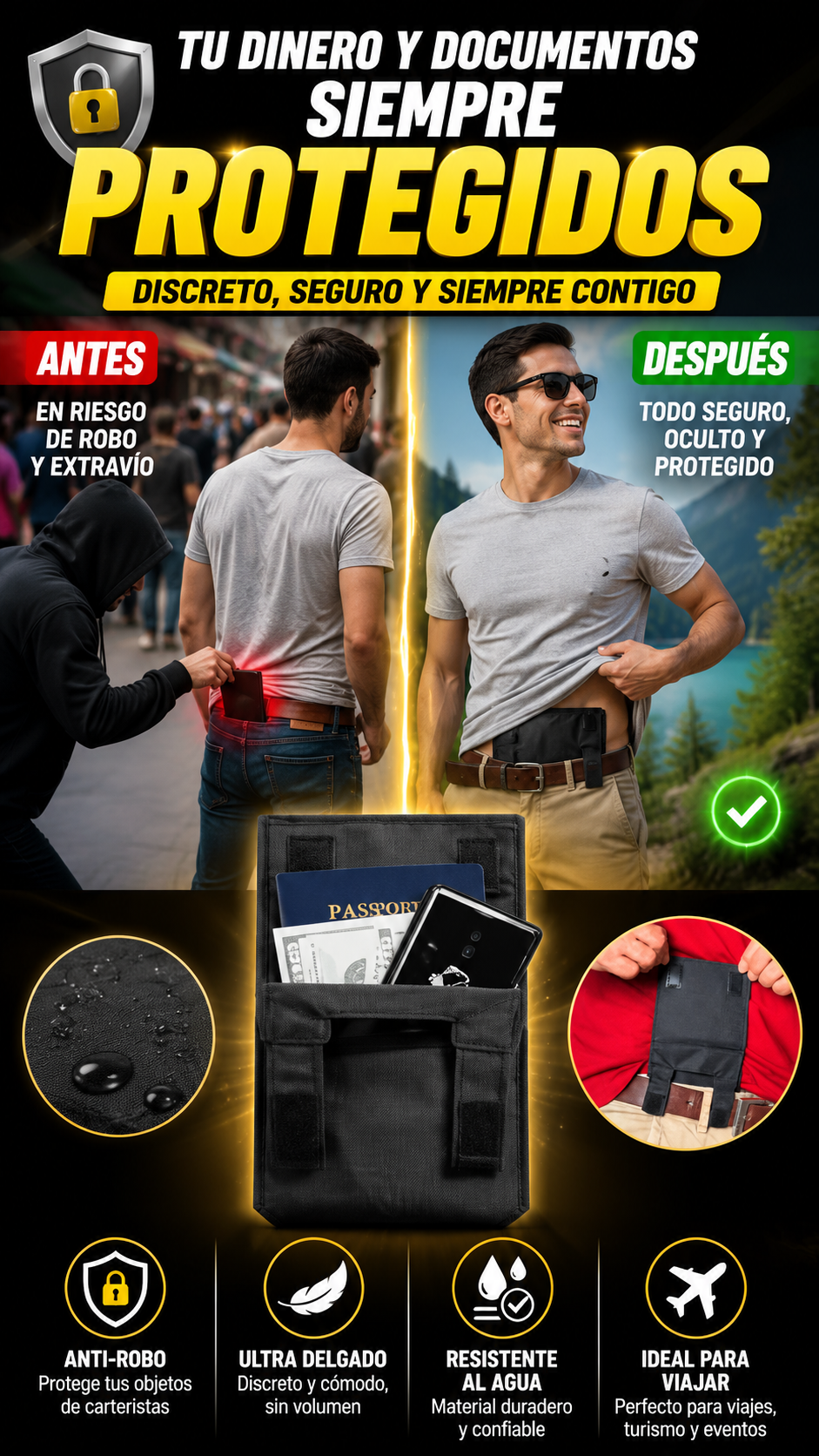 Funda táctica de cintura anti-robo — Mantén tus objetos ocultos y cerca