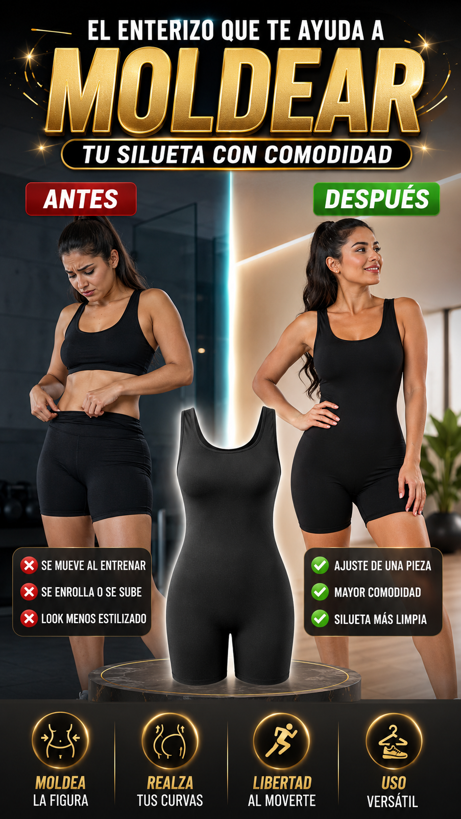 Enterizo Corto Deportivo Moldeador — Realza tu silueta con comodidad