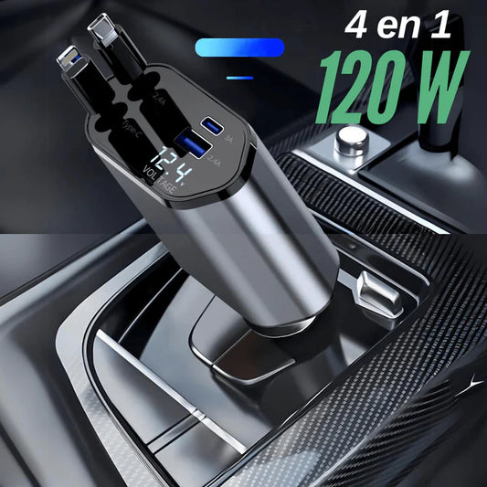 Cargador de carga rápida de 120 W para auto 4 EN 1