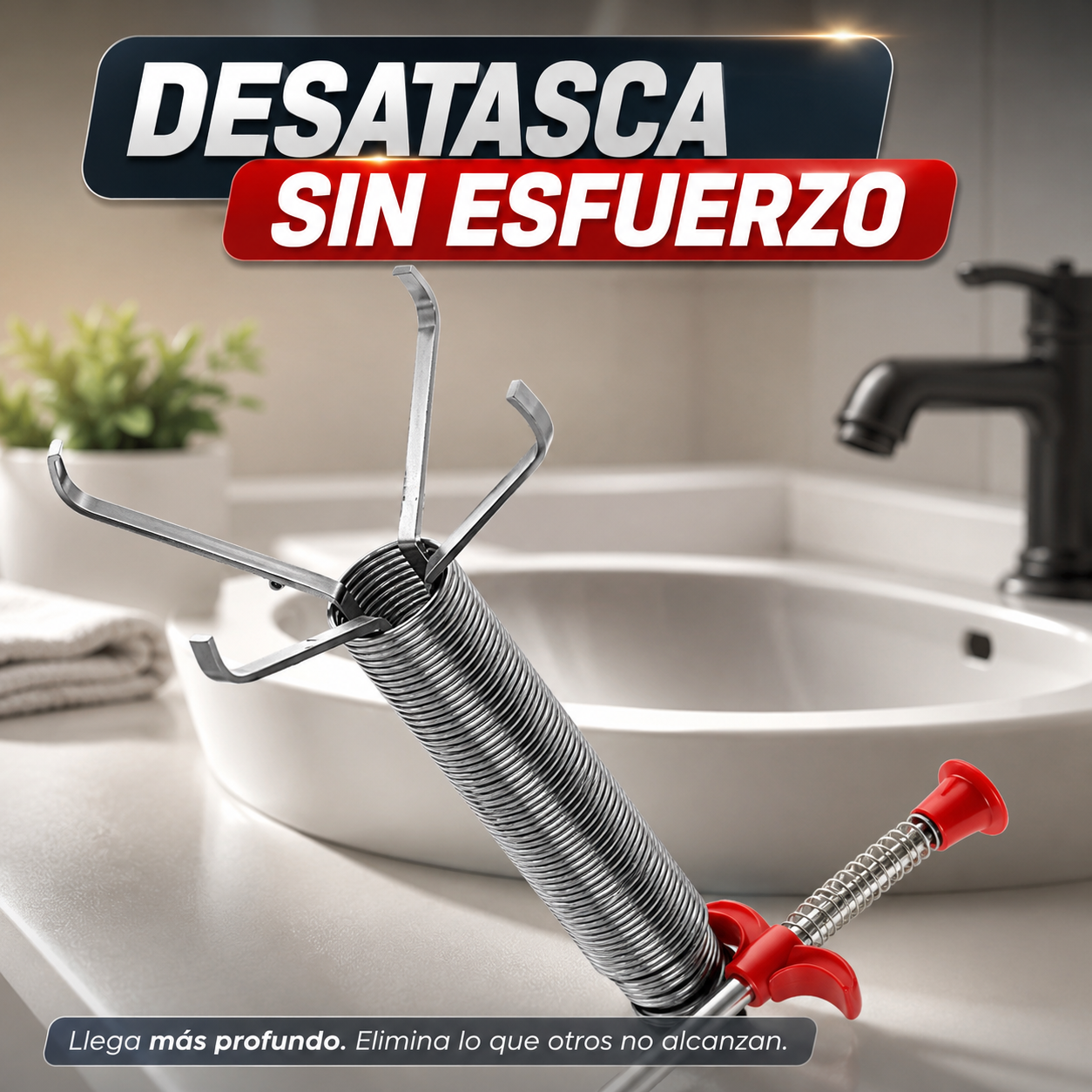 Desatascador Flexible de Cuatro Garras — Retira obstrucciones difíciles con facilidad