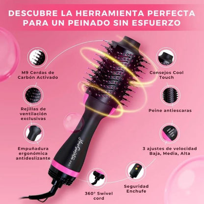 💫 IonGlam™ – Cepillo Alisador 3 en 1: Peina, alisa, calienta