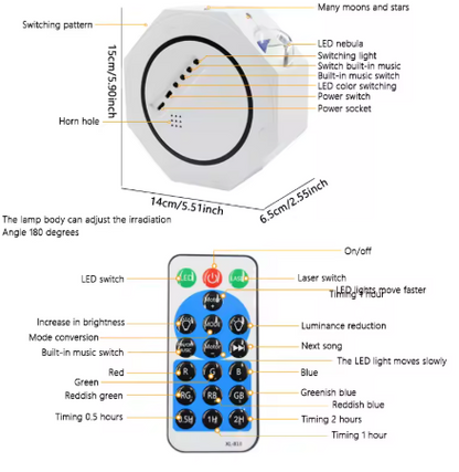 Proyector LED Octagonal + Parlante Bluetooth – Transforma Tu Habitación en un Show de Luces ✨