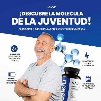 Selerb NAD+ 60 cápsulas | Recupera tu potencia y energía en la cama, en 2 semanas. Contiene: NAD+, RESVERATROL, COQ10, L-ARGININA, L-CITRULINA, SAW PALMETTO.