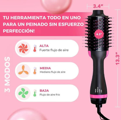 💫 IonGlam™ – Cepillo Alisador 3 en 1: Peina, alisa, calienta