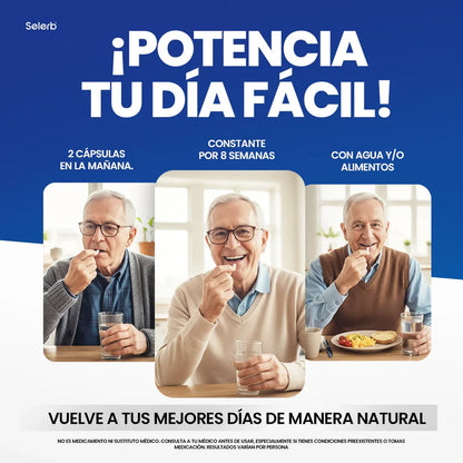 Selerb NAD+ 60 cápsulas | Recupera tu potencia y energía en la cama, en 2 semanas. Contiene: NAD+, RESVERATROL, COQ10, L-ARGININA, L-CITRULINA, SAW PALMETTO.