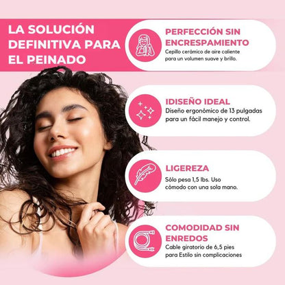 💫 IonGlam™ – Cepillo Alisador 3 en 1: Peina, alisa, calienta