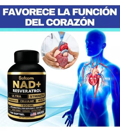 NAD+ RESVERATROL:🔋 Rejuvenece Tus Células, Recupera Tu Energía✨💊