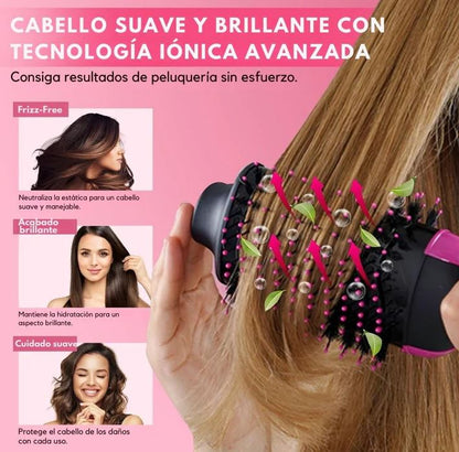💫 IonGlam™ – Cepillo Alisador 3 en 1: Peina, alisa, calienta