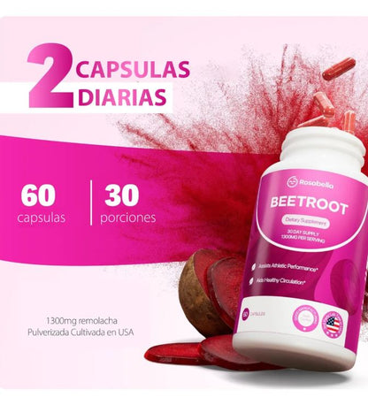 Beetroot Power: ¡🔥Energía Pura, Resistencia Brutal y Bienestar Total en Cápsulas! 💪🍠🌿