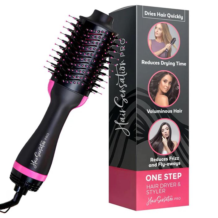 💫 IonGlam™ – Cepillo Alisador 3 en 1: Peina, alisa, calienta