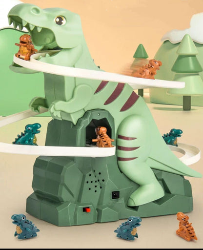 Juguete de montaña rusa de dinosaurio, juego de pista de carreras de dinosaurios con 8 piezas de coches de dinosaurios pequeños, juguetes de pista de carreras de dinosaurio, montaña rusa de aventura