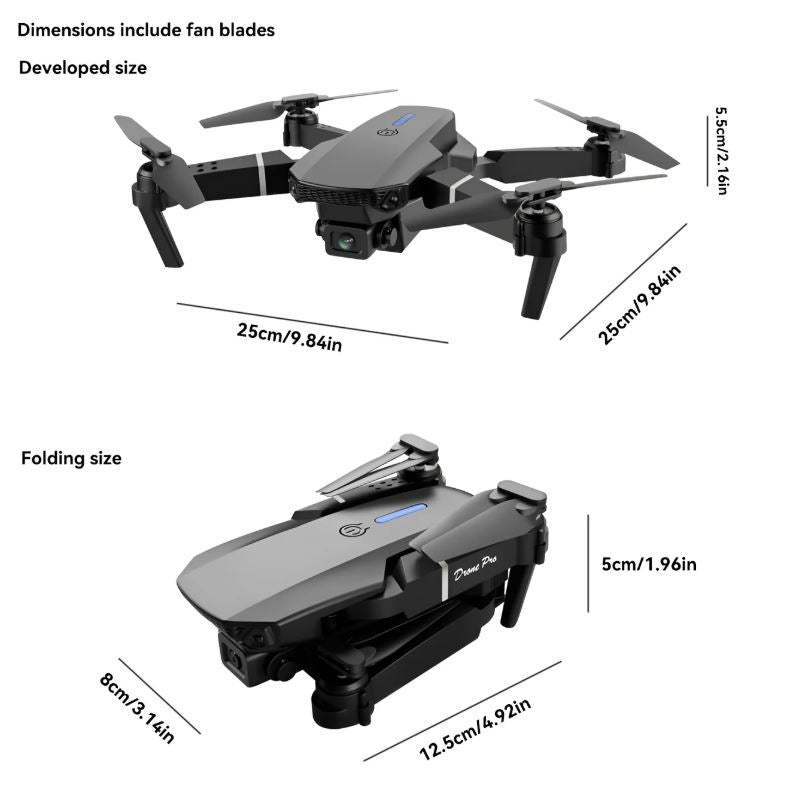 SkyPro E88™:🎥📸4K UltraHD Doble Cámara para tomas de alto nivel