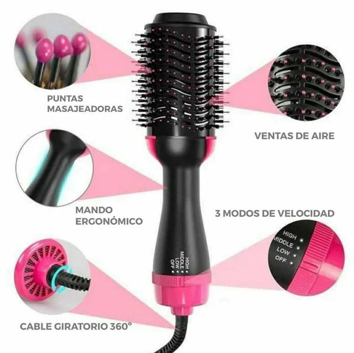 💫 IonGlam™ – Cepillo Alisador 3 en 1: Peina, alisa, calienta