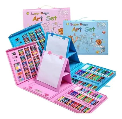 MegaKit Artístico Pro 208 Piezas – Maletín Creativo + Soporte Premium