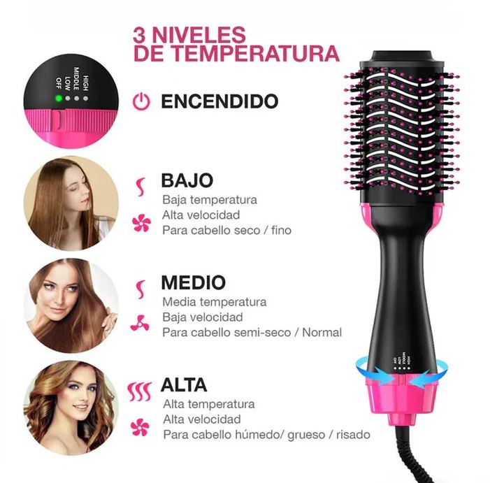 💫 IonGlam™ – Cepillo Alisador 3 en 1: Peina, alisa, calienta