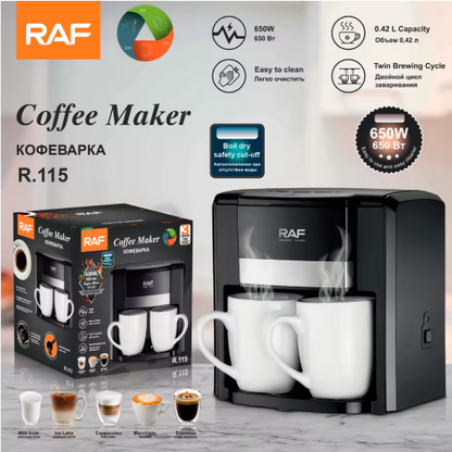 Cafetera Doble RAF R.115 — 2 Tazas en Minutos, Sabor de Barista ☕⚡