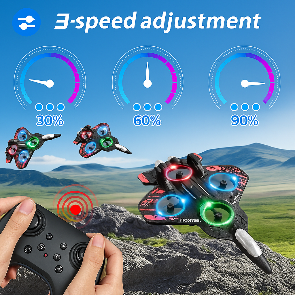 Dron Pequeño Controlado por Control Remoto, Ideal para Principiantes, Avión de Control Remoto - Juguete para Niño, Planeador de Espuma, UAV Pequeño para Estudiantes de Primaria, Avión Resistente al Caída