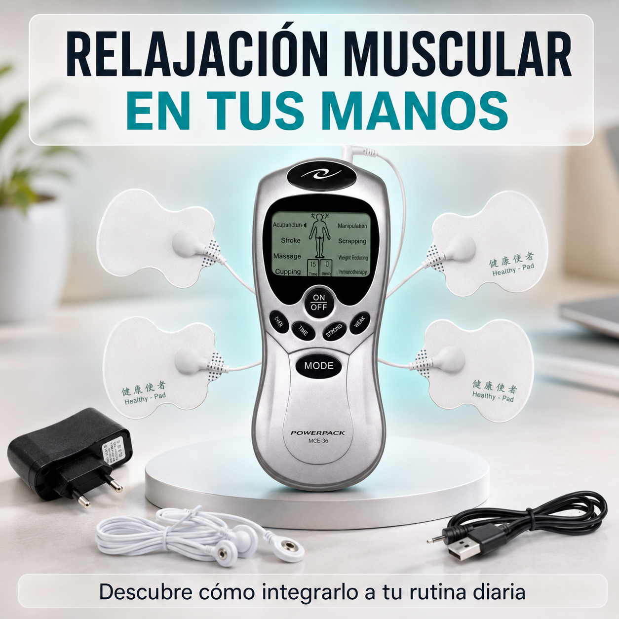 Electroestimulador Digital Portátil TENS/EMS — Relajación muscular donde la necesites