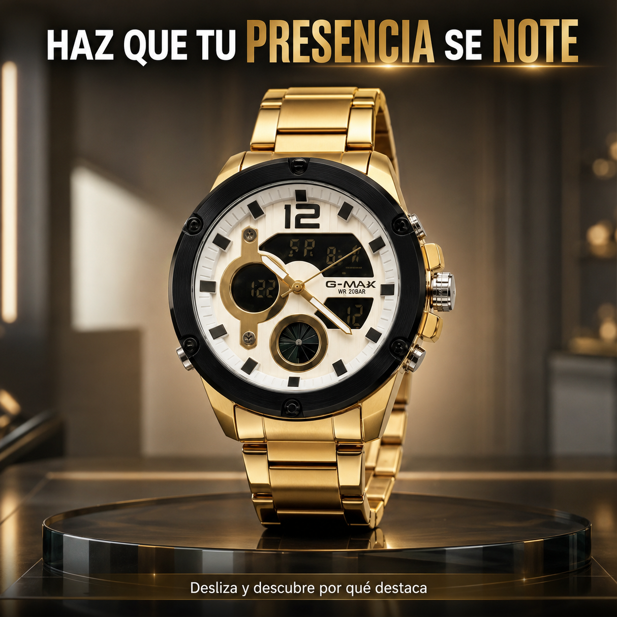 Reloj Deportivo Analógico-Digital G-MAX — Proyecta presencia con estilo