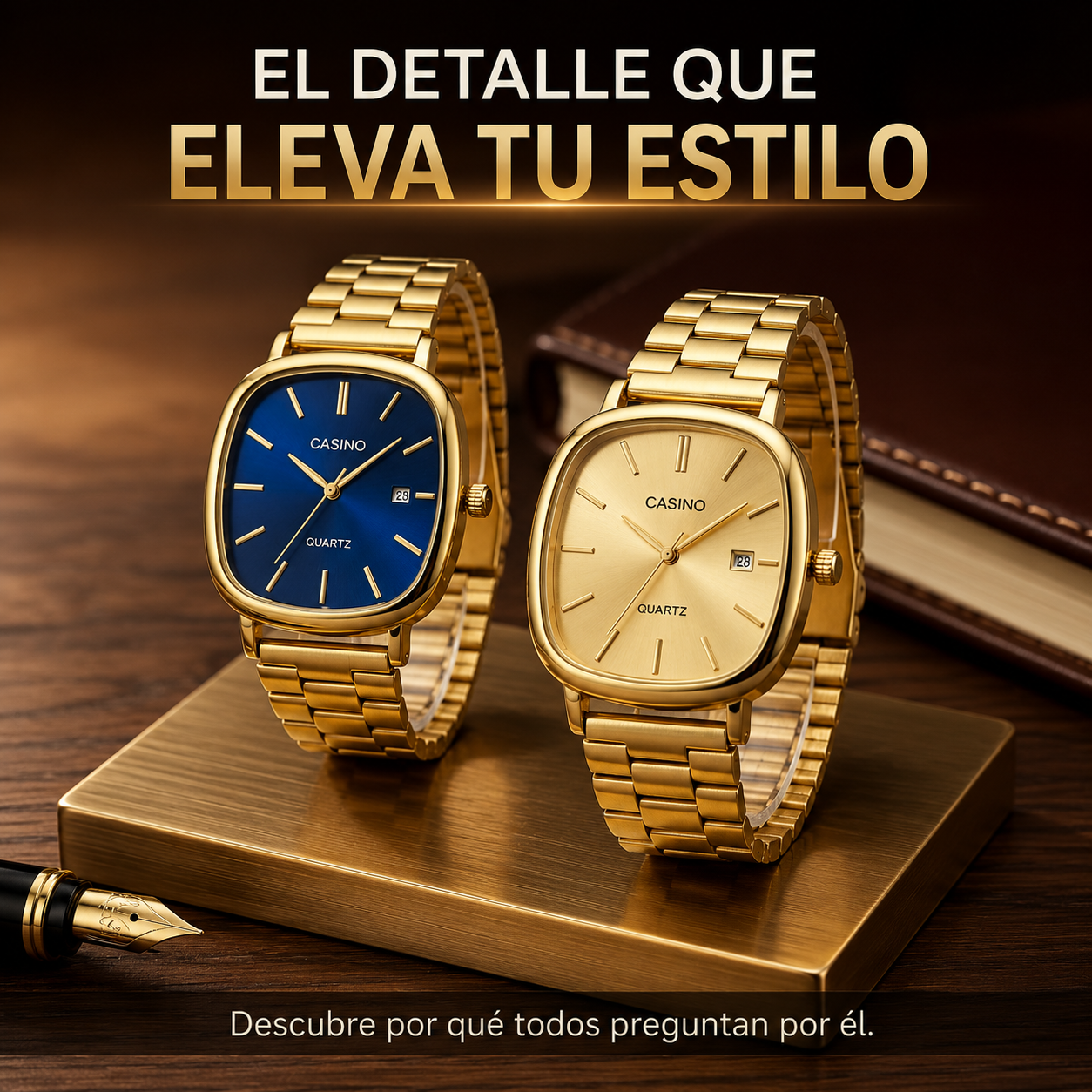 Reloj Analógico Cuadrado con Calendario — Eleva tu estilo con elegancia retro