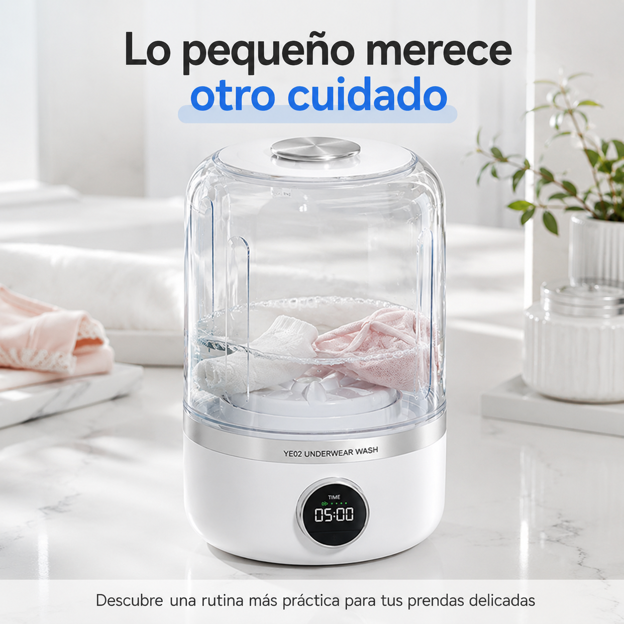 Mini Lavadora Portátil Inalámbrica YE02 de 1.2 L — Lava prendas delicadas por separado