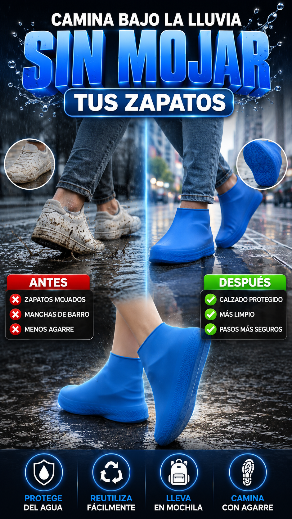 Fundas de Silicona Impermeables para Zapatos — Mantén tu calzado seco y limpio