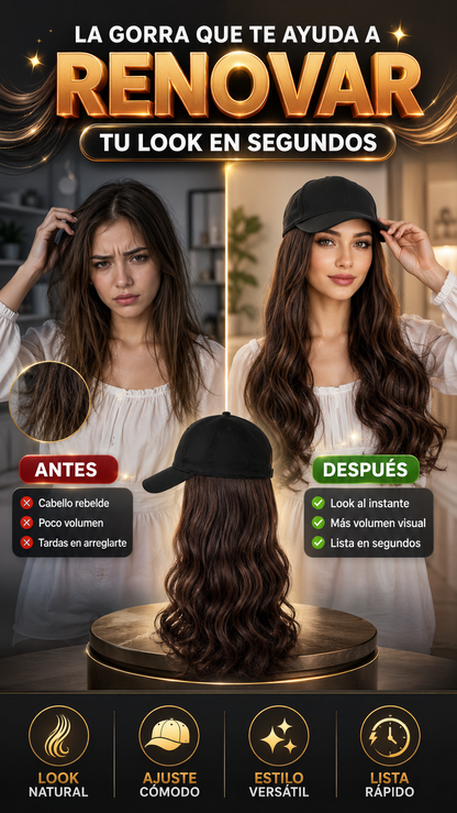 Gorra de Béisbol con Peluca Integrada — Renueva tu look en segundos