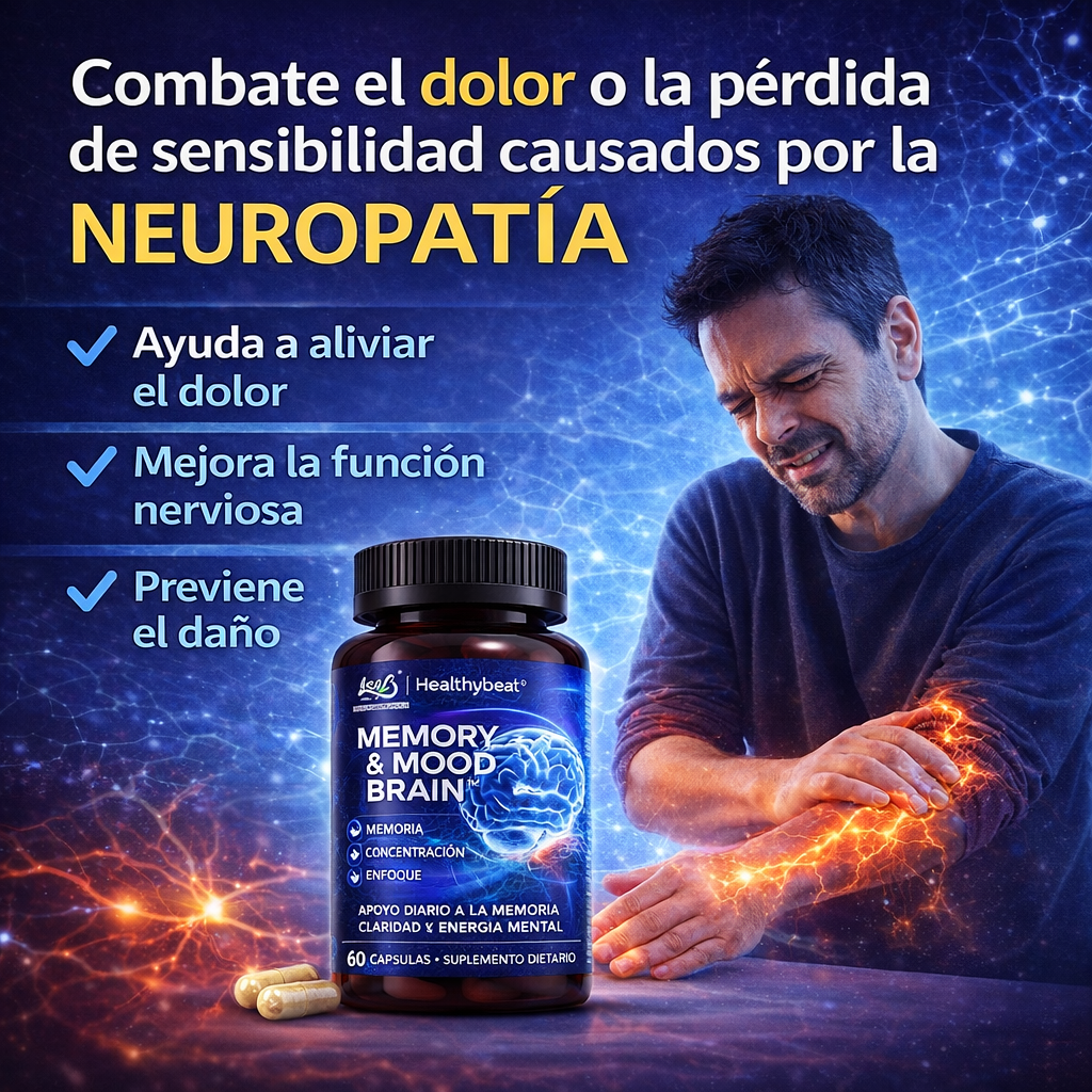 MEMORY & MOOD BRAIN™ | Suplemento diseñado para ayudar a aliviar el dolor, el ardor y la pérdida de sensibilidad asociados a la neuropatía.