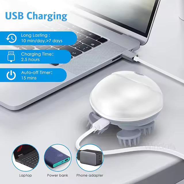 MASAJEADOR PORTATIL RECARGABLE 4 CABEZALES