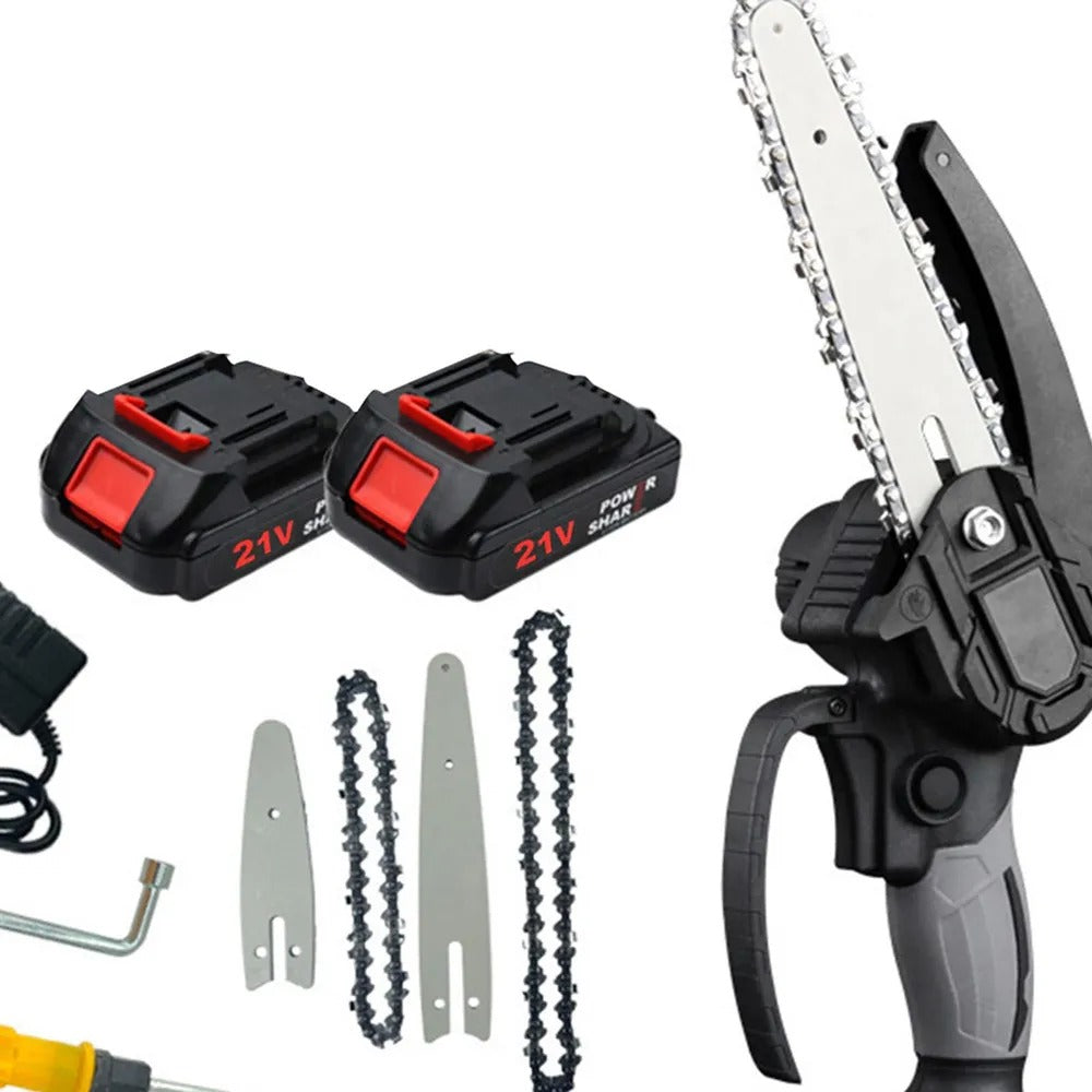 Mini Motosierra Eléctrica Inalámbrica 21V – Potencia Profesional en la Palma de tu Mano