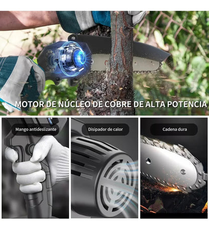 Mini Motosierra Eléctrica Inalámbrica 21V – Potencia Profesional en la Palma de tu Mano