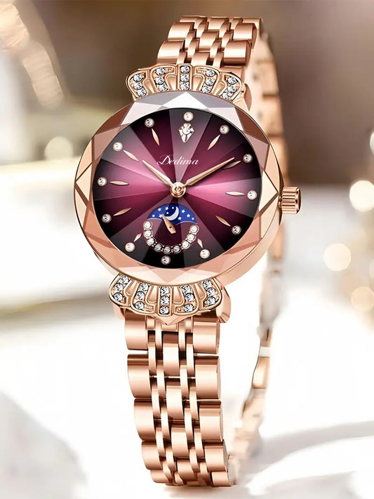 Reloj de Cuarzo de Lujo LABAOLI para Mujer, Espejo de Cristal Corte Diamante.