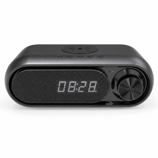 Parlante Cargador Inalámbrico 4 en 1 con Reloj Digital